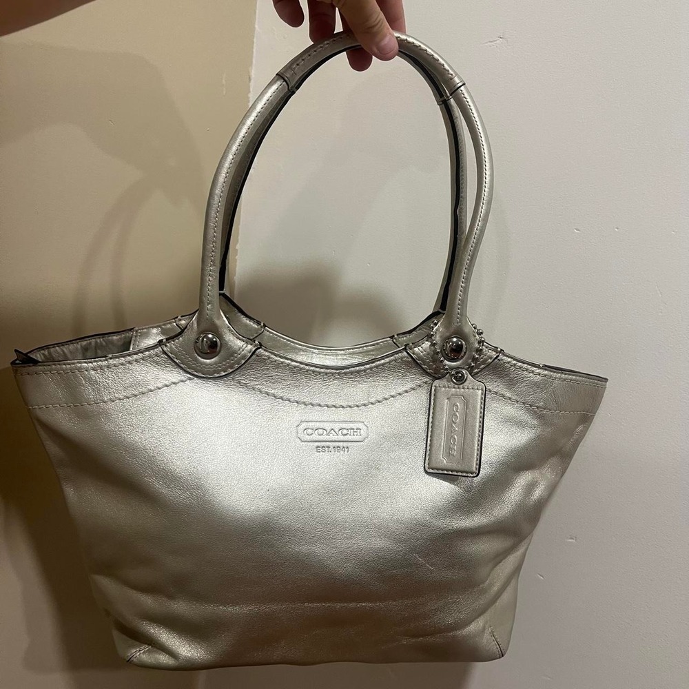 Y2K 2000s Coach Silver Pewter Legacy Bleecker Shoulder Bag / Hand Bag